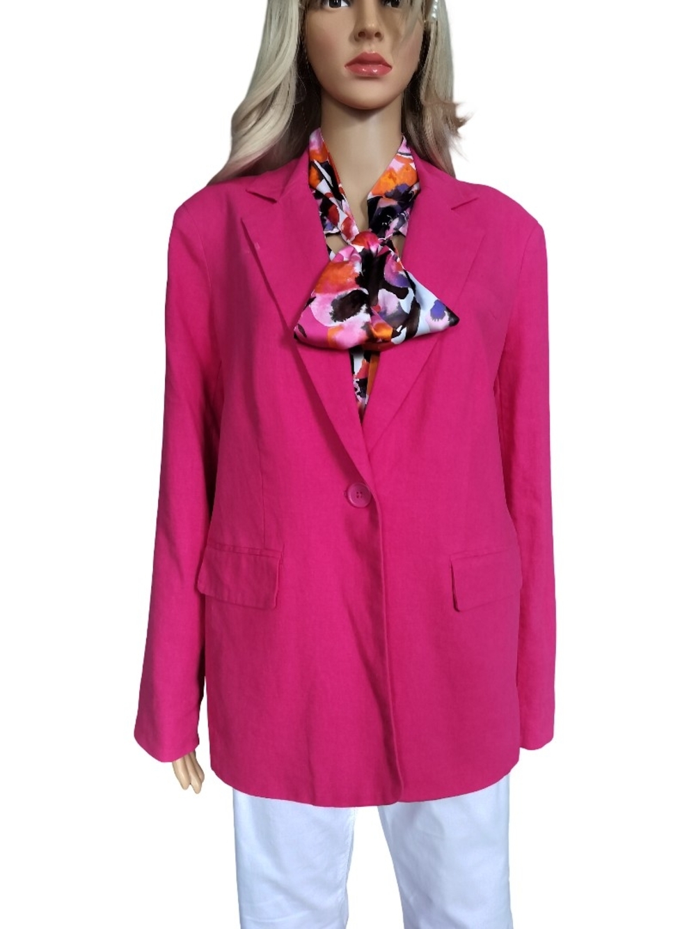 Bar III Hot Pink Relaxed Fit Single-Button Women's Blazer Size XS NWT
